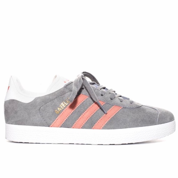 adidas Shoes - NIB Adidas Gazelle Gray W/ Pink Stripes